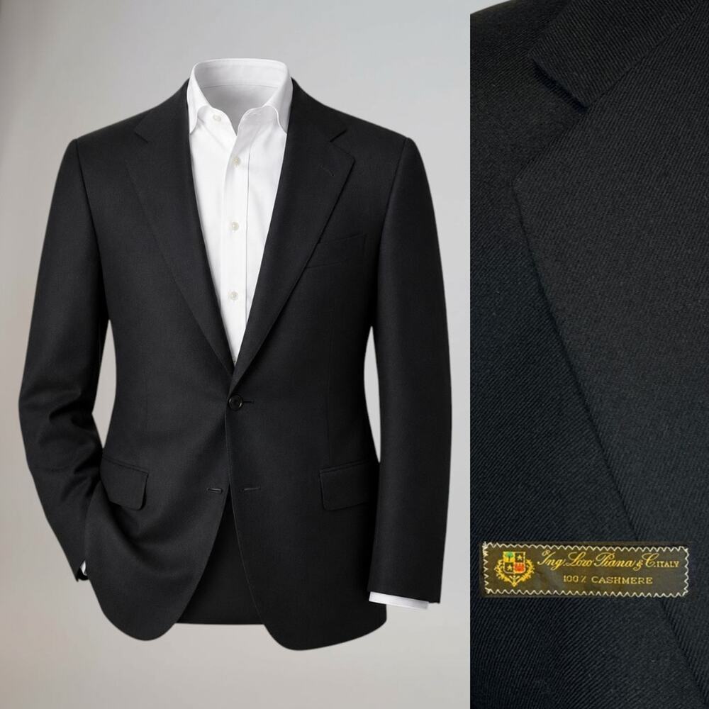 Loro Piana 100% Cashmere x Saks 42R Black Micro-Twill Sport Coat Blazer
